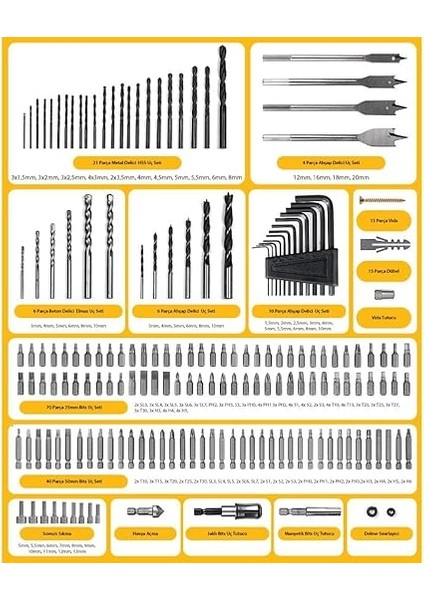 DA01903 201 Parça Delme/vidalama/allen Universal Matkap Ucu indirimleri