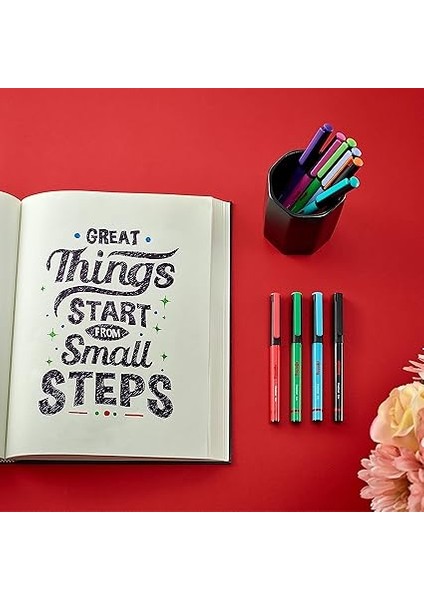 Fineliner, Ince Keçe Uçlu Kalem 0.4 Mm, 10'lu Paket, Karışık Renkler fırsatları