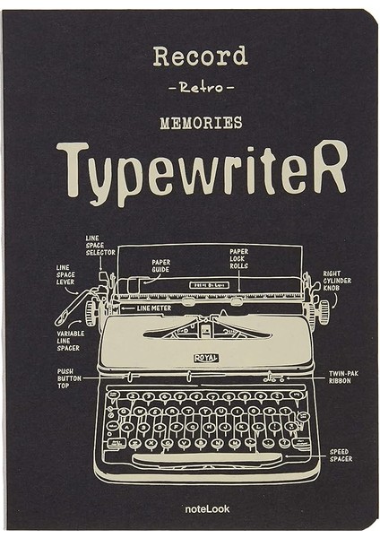 Tekstil Kapak Typewriter 32K Multi White Defter