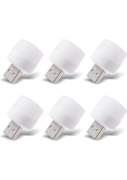 USB LED Küçük Beyaz Işık, USB Mini LED Lamba, Koridor, Tuvalet, Oturma Odası, Çocuk Odası Için Rehber Gece Aydınlatma Işığı (6 Adet)