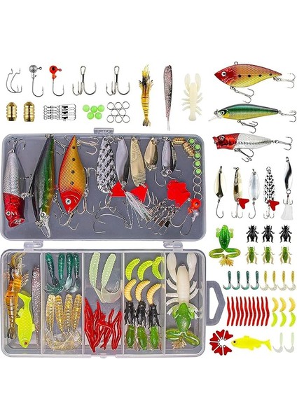 78 Parça Rapala Jig Sahte Olta Yem ve Aksesuar Seti Tatlı ve Tuzlu Su Uyumlu