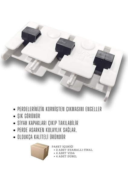 Raylı Perde Rayı Korniş Finali 2 Adet modelleri