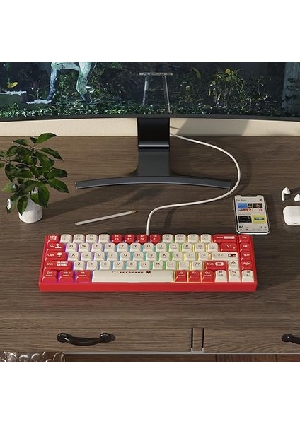 AK680 Kırmızı Switch Hot-Swap Kablolu Klavye Rainbow Light Type C Kablolu (Kırmızı Switch) indirimleri