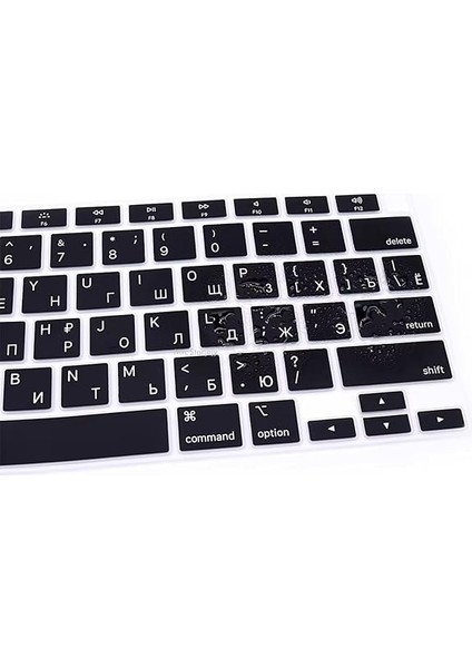 Rusça Klavye Koruyucu Macbook Air M1 13 Inç 2020 (Touchıd'li Air) A2337 A2179 Us Enter ile Uyumlu Siyah fırsatları
