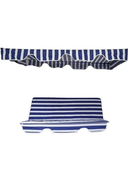 Lüks Kılıf Seti Minderi Gölgelikli Mavi Beyaz 130X45 2 Kişilik