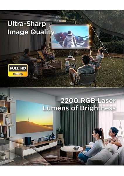 M10 Fhd 2200 Lumen Harman Kardon Hoparlorlu Taşınabilir Rgb Lazer Akıllı Projeksıyon fırsatları