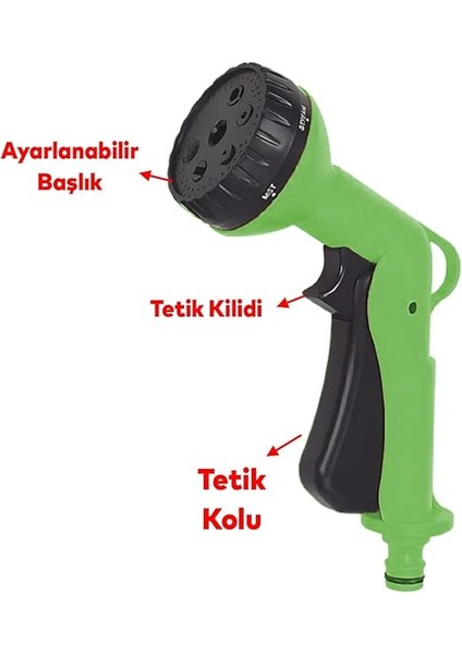 Otomatik 6 Fonksiyonlu Araba Yıkama Bahçe Sulama Temizleme Tabancası Tetikli Ayarlı Tabanca modelleri