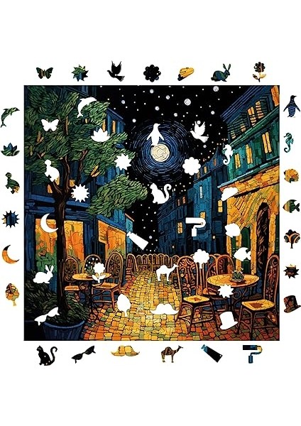 - Ahşap Puzzle Yetişkinler Için - Van Gogh Kafe Terasta Gece Reprodüksiyonu Benzersiz Parçalı Yapboz - 353 Parça - Yapıştırıcı Folyo - 29X29 cm - S1-32 fiyatları