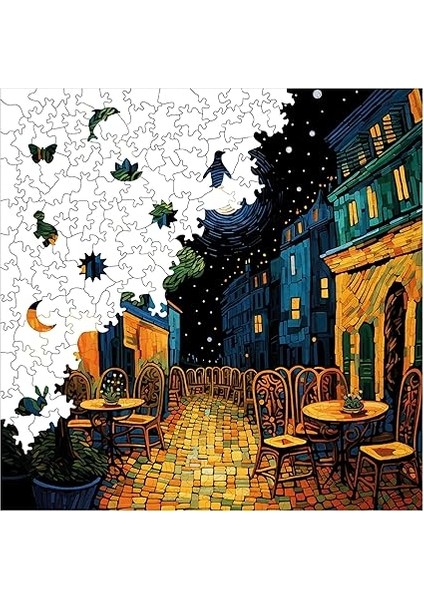 - Ahşap Puzzle Yetişkinler Için - Van Gogh Kafe Terasta Gece Reprodüksiyonu Benzersiz Parçalı Yapboz - 353 Parça - Yapıştırıcı Folyo - 29X29 cm - S1-32 fırsatları