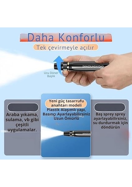 Mobile Ayarlanabilir Yüksek Basınçlı Hortum Ucu, Araba, Bahçe Yıkamak Için Ultra Tazzikli Hortum Ucu fiyatları