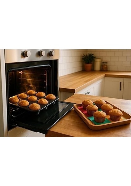 12 Gözlü Metal Muffin Kalıbı – Yapışmaz Kaplama, Fırın Uyumlu, Dayanıklı Siyah Muffin ve Cupcake Tepsisi, Kek Kalıbı fiyatları