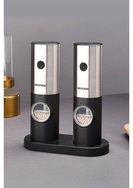 LED Işıklı Tuz Karabiber Değirmeni Otomatik Baharat Öğütücü 2li Paket indirimleri