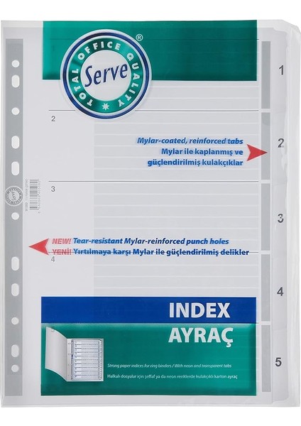 Karton Ayrac 1-5 Rakam A4