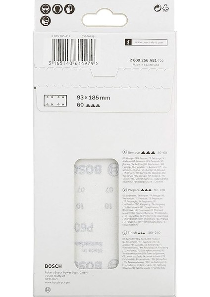 Accessories Bosch Zımpara Kağıdı (Titreşimli Zımpara Için, Farklı Malzemeler, 10 Adet, 93 x 185 Mm, Granülasyon 60) fırsatları