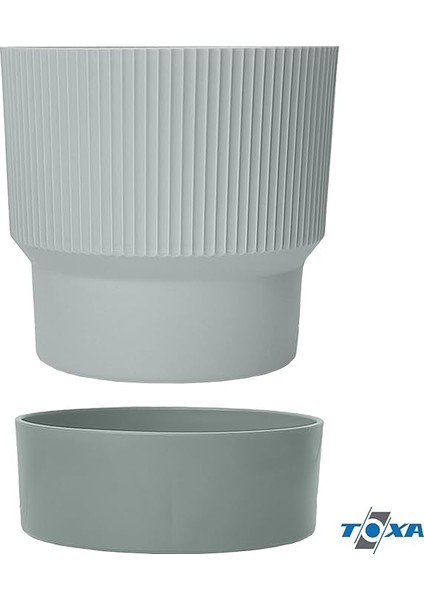 4 Adet Ixora Saksı Dekoratif Tabaklı Drenajlı Çiçek Saksısı (Gri, 2 Litre) fırsatları