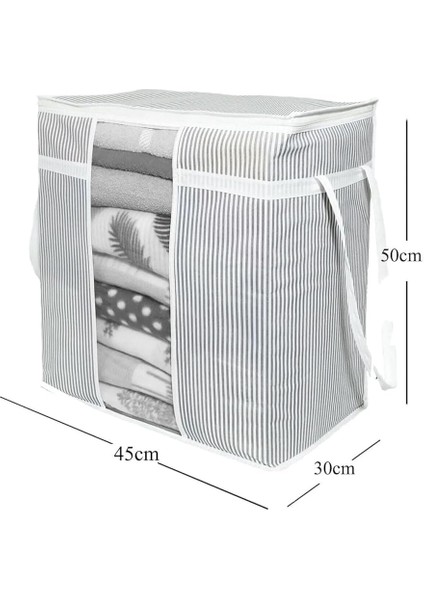2 Adet - Pencereli Saklama Çantası - Pencereli Battaniye Hurcu 30X45X50CM - Çizgili Model fiyatları
