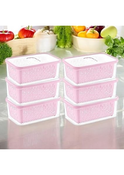 6'lı Süzgeçli Fresh Saklama Kabı Seti 1.6 Lt Plastik Saklama Set 6 Adet modelleri