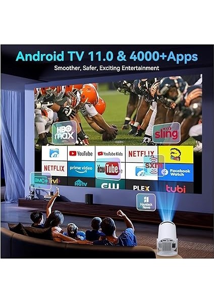 Projektör HY300 Pro - 1080P Full Hd Görüntü Kalitesi, 8000 Lümen, Uzaktan Kumanda, 5g Wifi 6 Bluetooth 5, Android 11, Otomatik Keystone, 40"-130" Ekran Projeksiyon Cihazı modelleri