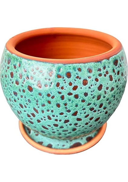 Tasarımı Ev Dekorasyon Turkuaz Şekilli Artistik Çift Sırlı Iç ve Dış Mekan Kullanımlı Tabaklı Toprak Terrakota Saksı Saksılık Salon Çiçeklik modelleri