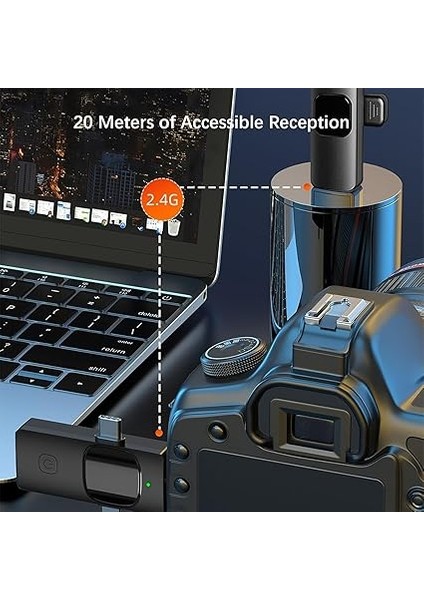 Kablosuz Ikili Yaka Mikrofonu iPhone ile Uyumlu 3.5mm Aux iPhone Type-C Pc Tablet Video Kayıt Röportaj Canlı Yayın Vlog Kablosuz Mikrofon USB C ve Amfi ve Bilgisayar Uyumlu ZR564 modelleri