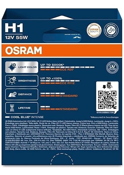 H1 Cool Blue Intense Far Lambası, 12V 55W, 5000K LED Beyaz Işık, 2'li Paket fiyatları