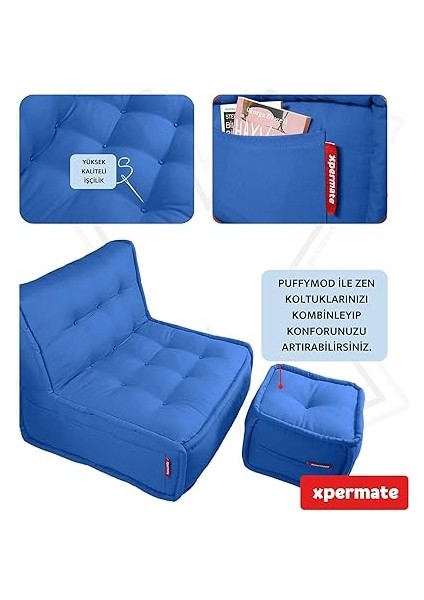 Zen Sırtlı Minder Koltuk Iskandinav Tarzı Ergonomik Yer Koltuğu Sırtlıklı Oturma Minderi 80X60X30 (Mavi) indirimleri