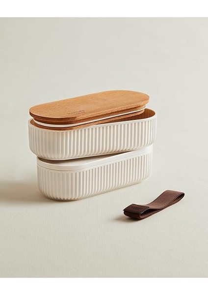 Coco Magou 2'li Ahşap Kapaklı Saklama Kabı, 500 Ml, Soft Ekru modelleri