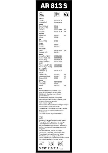 Aerotwin Silecek Seti - [650/450 Mm] Honda Civic Sedan (2017-2021) [fc] #AR813S modelleri