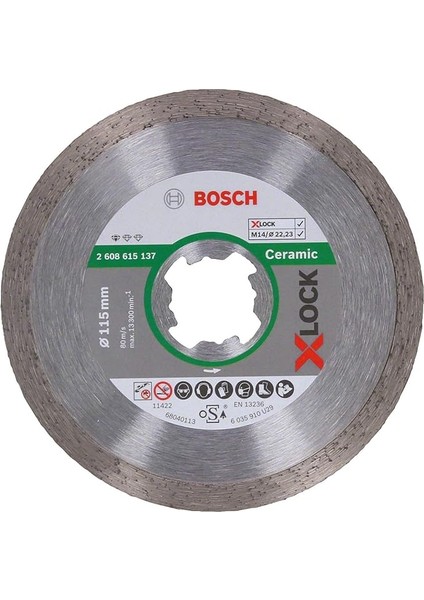 X-Lock - Standard Seri Seramik Için Elmas Kesme Diski, 2608615137, 115MM, Gri