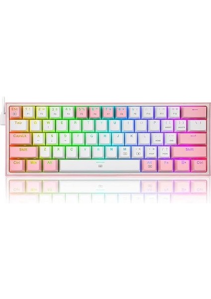 K617-RGB 16,8 Milyon Rgb Aydınlatma, Red Switch Fizz%60 Q Türkçe Kablolu Mekanik Oyuncu Klavyesi Beyaz Pembe fiyatları