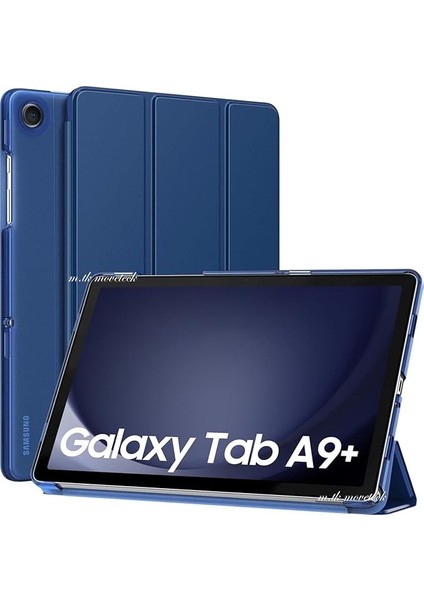 Galaxy Tab A9 Plus 11 Inç Kılıf Akıllı Smart Uyku Modlu Standlı Şeffaf Smart Kapaklı Tablet Kılıfı SM-X210 X213 X215 (Lacivert)