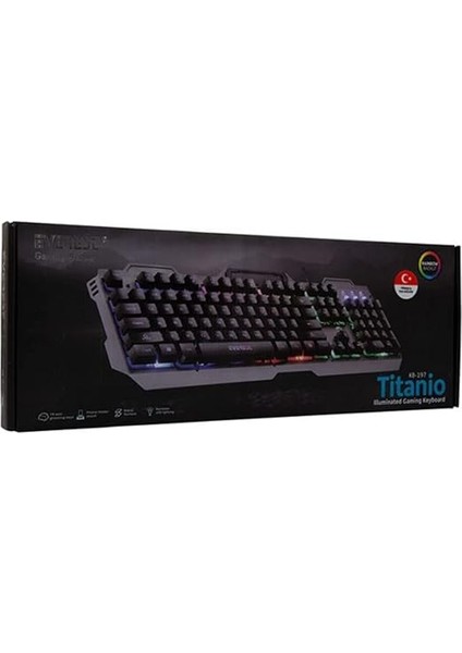 KB-197 Tıtanıo USB Aydınlatmalı Q Metal Yüzey Gaming Oyuncu Klavyesi fırsatları