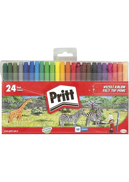 Keçeli Kalemler, Çocuk Dostu Zararsız Boya, Su Bazlı Renkli Kalem, Silinebilir Boya Kalemi, Dayanıklı Kırtasiye Malzemesi, 24 Renkli Paket