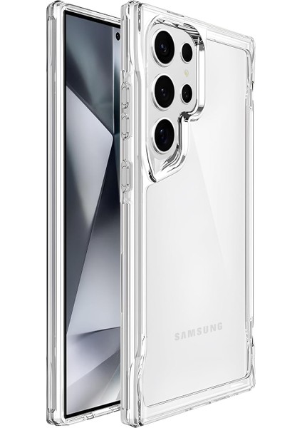 Samsung Galaxy S24 Ultra Için Crystal Armor Serisi Şok Emici Yumuşak Silikon Kenar Arkası Sert Polikarbonat Darbeye Dayanıklı Şeffaf Kılıf