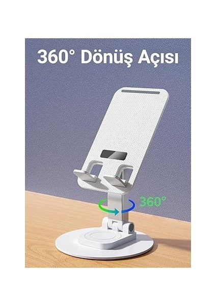 Alüminyum Tablet ve Telefon Standı, 360 Derece Ayarlanabilir Dönme Özelliği, Çok Amaçlı Masaüstü Dock Tutucu (Siyah) modelleri