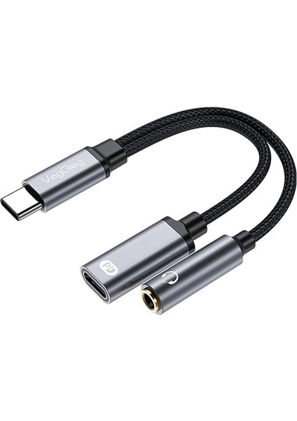 Type-C To 3.5mm Kulaklık ve Type-C Şarj Dönüştürücü Adaptör