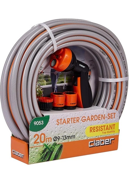 9053 Starter Garden-Set Hortum Başlangıç Seti 20 Metre 9-13 mm Hortum, Çok Işlevli Sulama