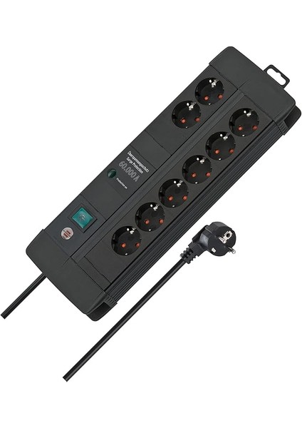 Premium-Line Duo Serisi 5 Yıl Garantili 60.000 Amper Akım Korumalı Özellikli 8 Soketli 3 Metre Kablolu Priz