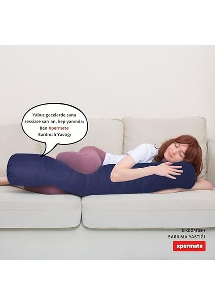Sarılma Yastığı, Uyku Yastığı, Bacak Arası Yastığı Silindir 150 x 50 x 20 cm (Lacivert) fiyatları