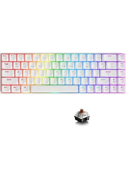 K685T Mekanik 82 Tuşlu Gaming Oyuncu Klavyesi-Rgb-Hot Swappable Beyaz- Brown Switch