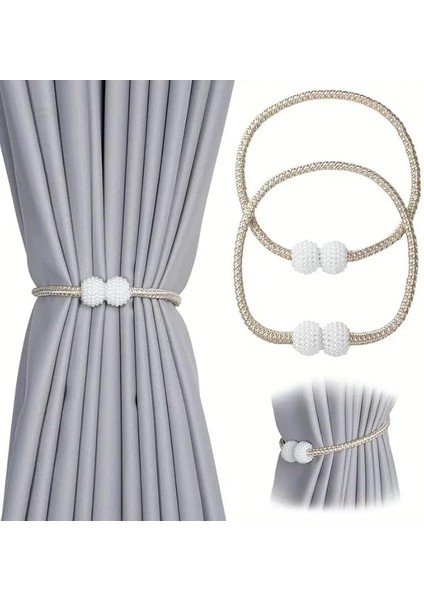 Manyetik Perde Klipleri Iç Dekorasyon Inci Topları Tokası 2 Adet Perde Toplama Aparatı