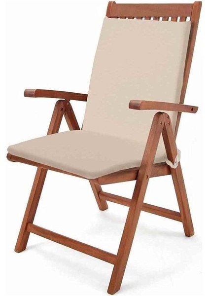 Bahçe Balkon Salon Krem Sandalye Minderi (Arkalıklı) 6'lı