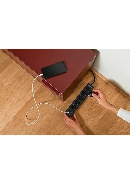 Ecolor Serisi 4 Soketli 2 Adet Type-C Hızlı Şarj Özellikli 1,5 Metre Kablolu Anahtarlı Priz Siyah indirimleri