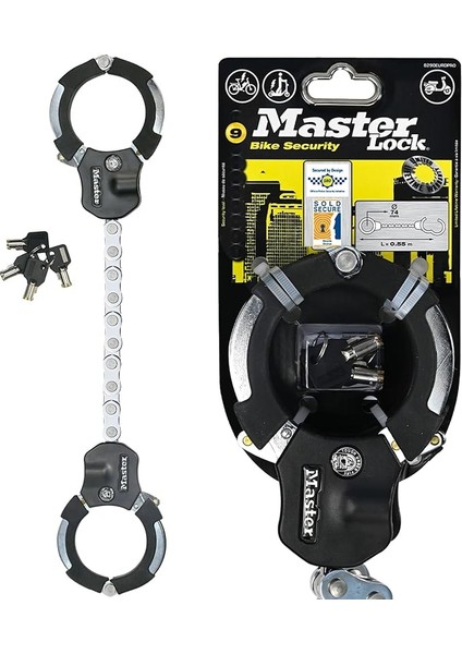 Lock Kelepçe Kilidi - Bisiklet Kilidi [9 Bağlantı - 55 Cm] [sertifikalı] 8290EURDPRO - Scooter Scooter, Bisiklet, Bebek Arabası, Siyah, Yüksek Teknoloji Ürünü Abs Kaplamalı Için Ideal