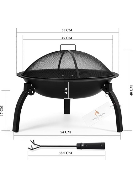 Metal 4 Parça Ithal Katlanabilir ve Taşınabilir Ateş Çukuru-Mangal Şömine Bahçe Isıtma Kamp 54 cm fiyatları