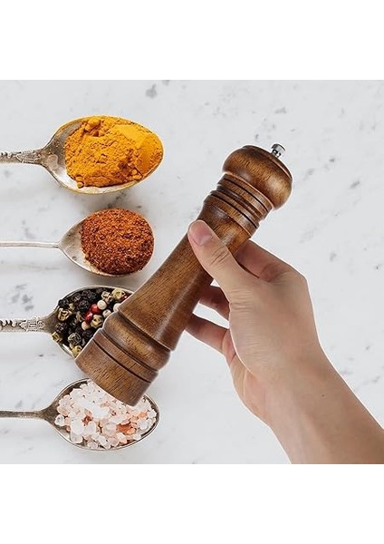 Home Ahşap Karabiber Değirmeni: Manuel Tuz Öğütücü, Doldurulabilir Çalkalayıcı, Baharat Pişirme ve Servis Için Ideal (17 Cm) fırsatları