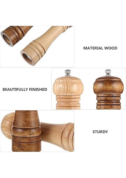 Home Ahşap Karabiber Değirmeni: Manuel Tuz Öğütücü, Doldurulabilir Çalkalayıcı, Baharat Pişirme ve Servis Için Ideal (17 Cm) indirimleri