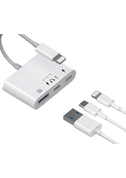 iPhone 11 12 13 14 Uyumlu Lightning Uyumlu Type-C USB ve Lightning Çıkış Alabileceğiniz Adaptör USB ve USB C Aksesuarlar ile Hızlı Bağlayın ZR578