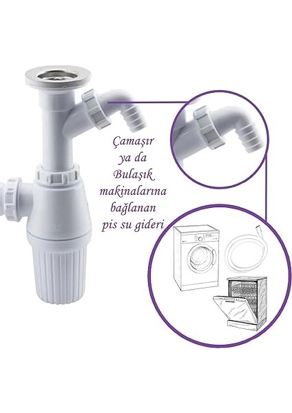 Pis Su Giderli Sökülebilir Tas'lı Çift Gider Sifon Körüklü Temizlenebilir Mutfak Banyo Lavabo Boru modelleri