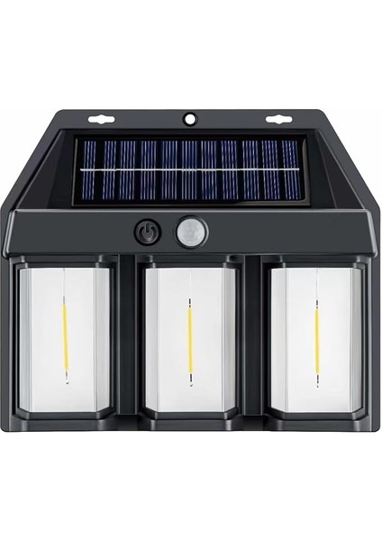 618-3 Üçlü Solar Rustik Duvar Apliği Güneş Enerjili Sensörlü Solar Aplik